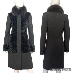 SALE🔥NWT WOMEN WINTER COAT REAL RACCOON FUR‎ COLLAR WOOL BLEND INSULATED LINED